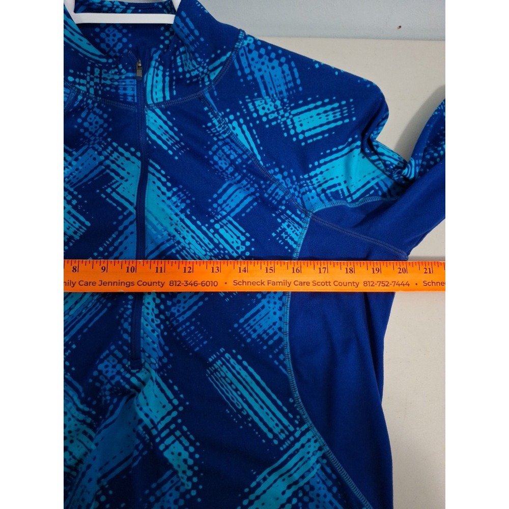 Athleta Blue Print 1/2 Zip Pullover‎ Sweatshirt Womens Large Digital Geometric - Picture 6 of 8